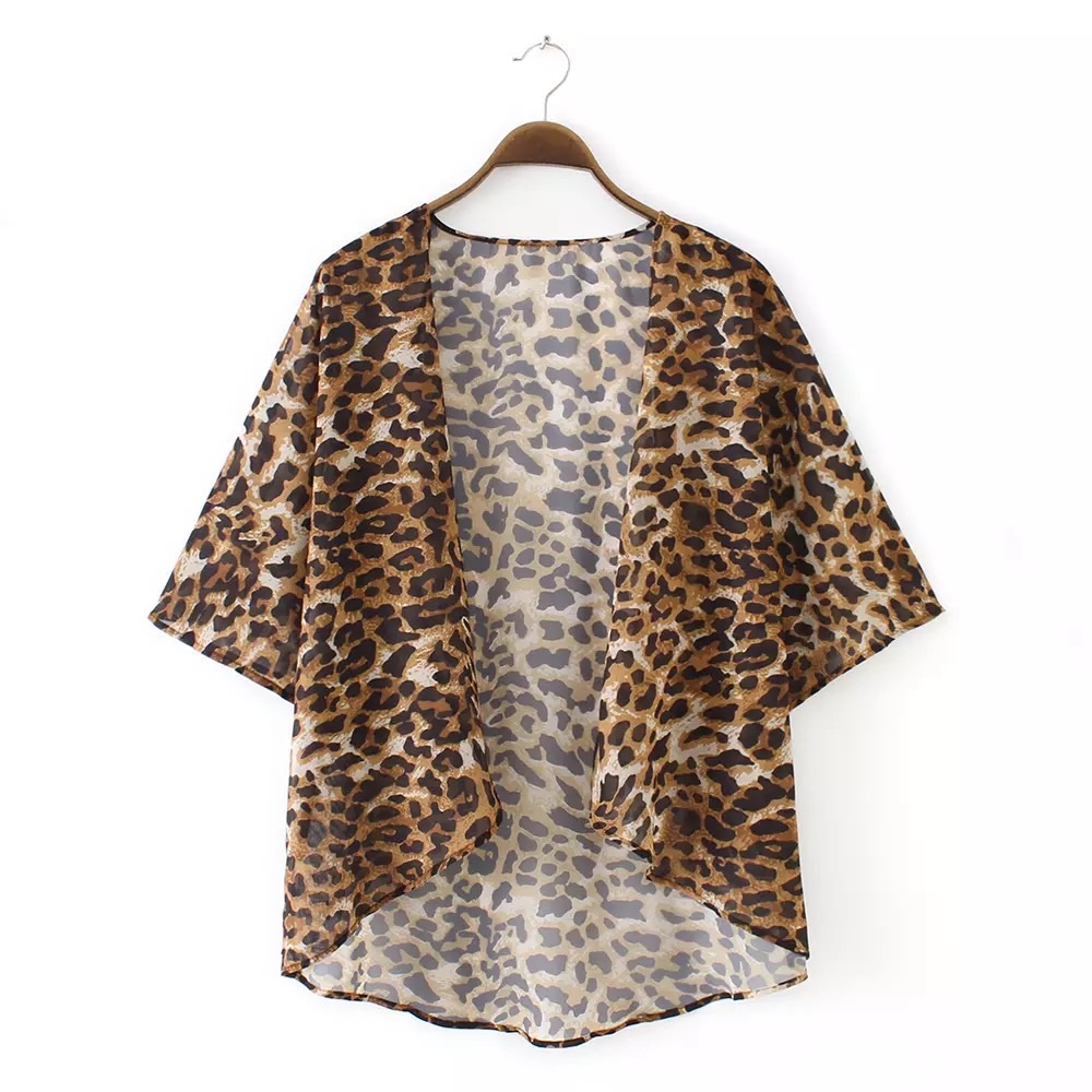 Leopard Animal Print Kimono Cardigan - Picture 3 of 3